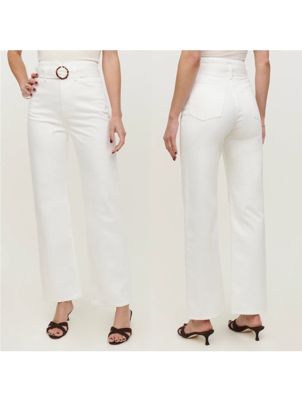 REFORMATION Wilder Belted High Rise Wide Leg Cropped Jeans Sz 29